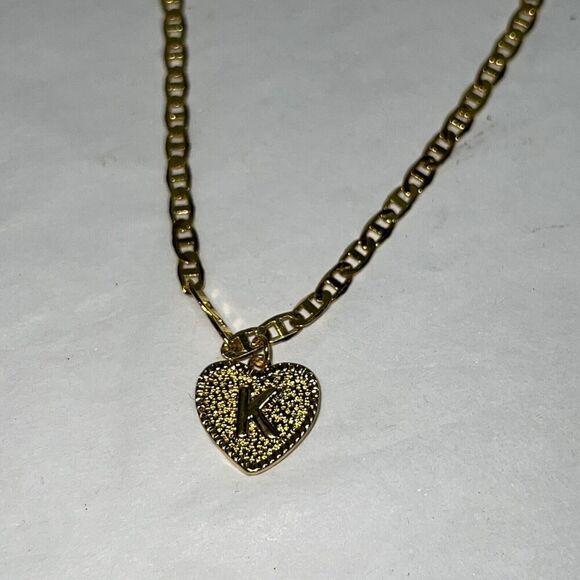 Initial K Classic Bracelet Gold Tone Adjustable Link Chain Embossed Heritage - Picture 3 of 6